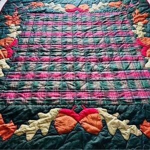 Vintage Rustic Handmade Appliqué Quilt – 52” x 52”